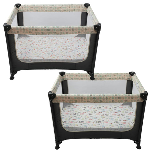 Pack 2 Pack Set Onacosht n Play Fitted Sheets for Baby Girl Soft Jersey Knit Sheets for Mini Crib Mattress and Playard