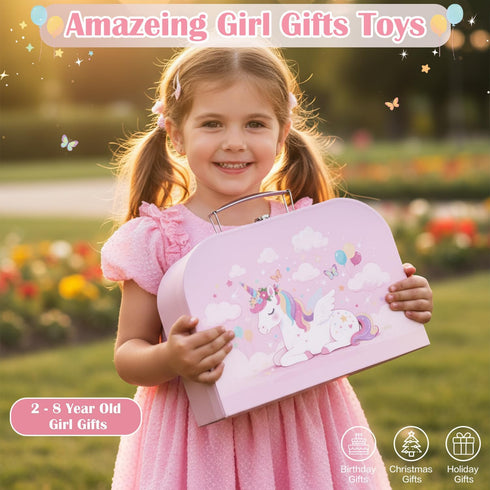 Set 49PCS Teaset 3-8 iAOVUEBY Tea Party for Little Girls, Princess Tea Time Toys Including Dessert Carrying Case, Kids
