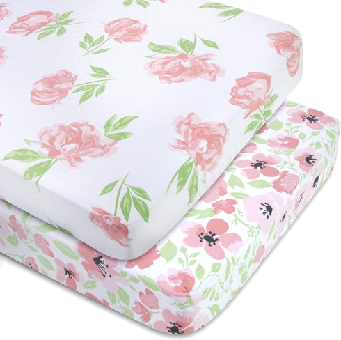 Standard Microfiber Fitted Crib Sheets for Baby Girl, Boy & Neutral, 2