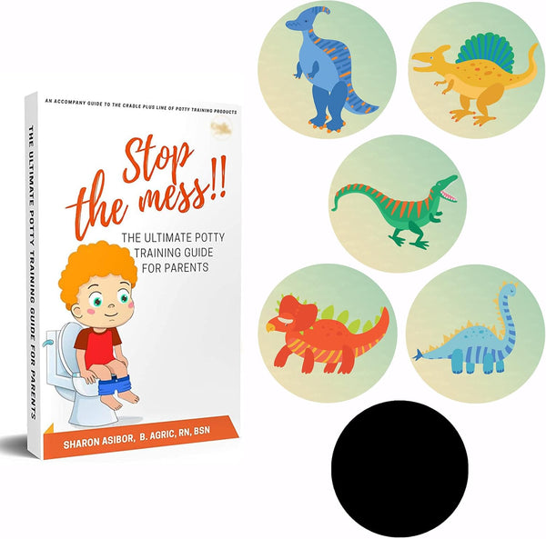 Potty Training Seat Magic Sticker - Dinosaur Color Changing Toilet Targets, 5 Pack with Free Potty eBook