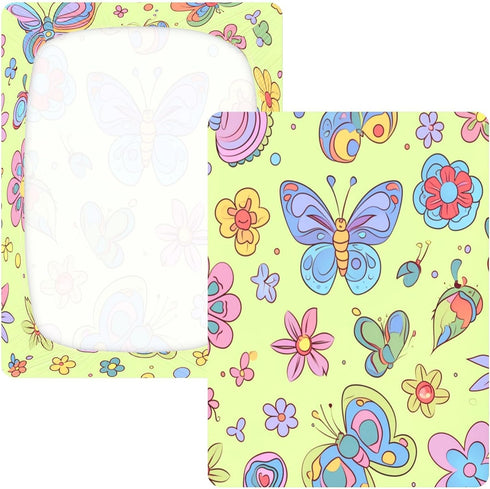 Bseiialft 52 28 Colorful Butterflies Flowers Cute Crib Sheets for Boys Girls Soft and Breathable Cotton Baby Sheets