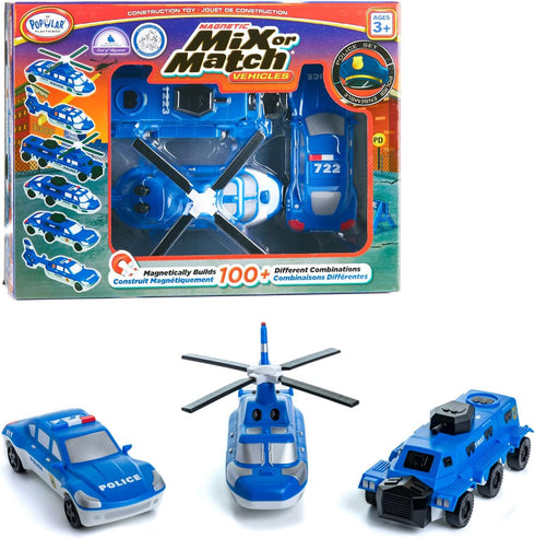 POPULAR PLAYTHINGS Mix or Match Vehicles - Magnetic Toy Play Set, Police