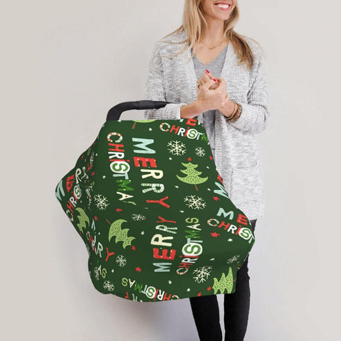 Schgap Merry Christmas Car Seat Covers for Baby, Nursing Cover Breastfeeding Baby Carrier Covers Carseat Canopy
