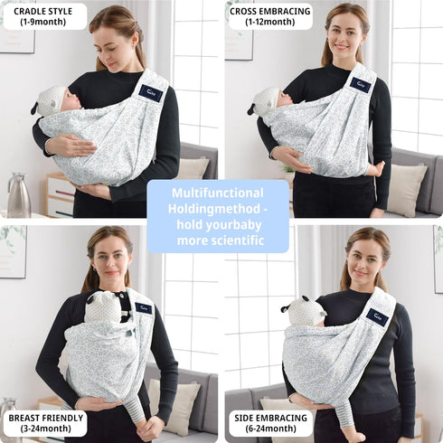 40lbs CUBY Wrap Baby Sling Carrier, Baby Wraps Sling Carrier Adjustable Breathable Lightweight Easy to Wearing - Baby