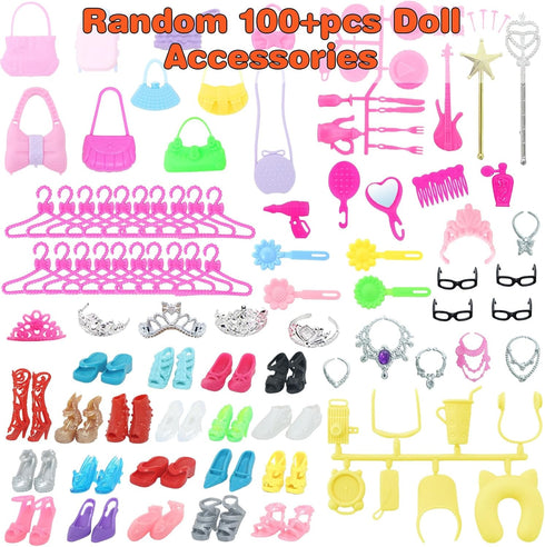 127pcs Closet 11.5 inch 1/6 Doll Clothes Accessories and for Girl Doll,Dollhouse Wardrobe Storage Fashion Dress Gowns