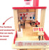 Wooden Fire Station Playset, Multicolor 3-Level Dollhouse with Figures and Accessories for Kids Age 3+