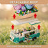 HJPLPXH Set 862 Flower rv Camper Van Building Piece Botanical Travel Bus with Opening Side Cabin Outdoor Table Chairs