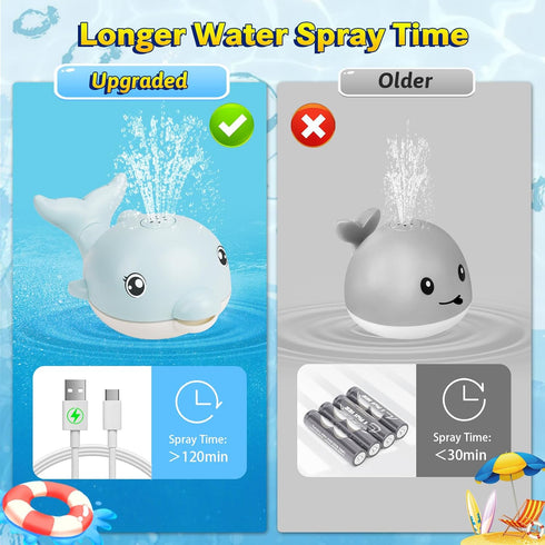 2024 Upgraded Rechargeable Baby Bath Toys, Dolphin Spray Water Light Up Musical Toys for Toddlers