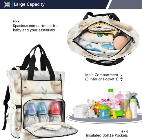 YANENDIE Backpack, Backpack Backpack Cute Looking Goose Diaper Bag Unisex Travel Baby Diaper Bags with Stroller Straps