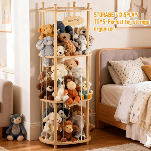 Stuffed Animal Zoo Storage Extra Large Wooden Stuffed Animal Holder Soft Toy Organizer Nursery Zoo Cage Plush Stuffed