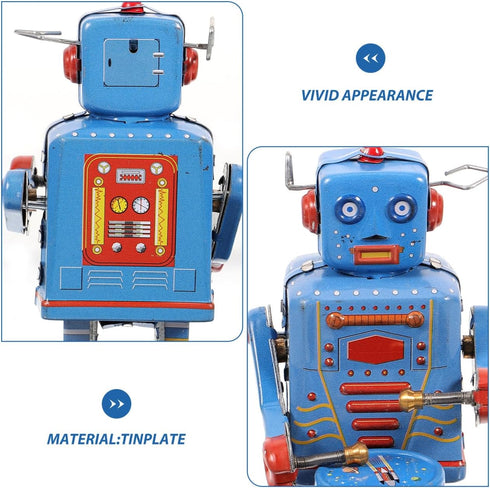 Drumming 3.74 Inches, SAFIGLE Wind up Vintage RobotClockwork Robot Tinplate Toy - Retro Wind-up Collectible for Home