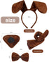 Syhood Puppy Dog Costume Set with Ears Headband, Bowtie, Nose, Tail, and Paw Gloves for Halloween Carnival