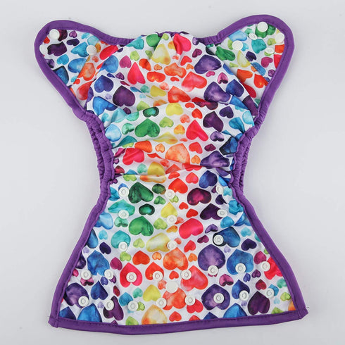 Sigzagor 10lbs 36lbs Baby Diaper Cover Nappy One Size to for Girls (Rainbow Hearts)