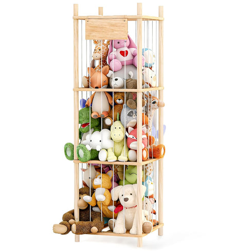 Dayacoco Stuffed Animal Storage, Wood Stuffed Animals Organizer Holder Zoo, Extra Large Capacity