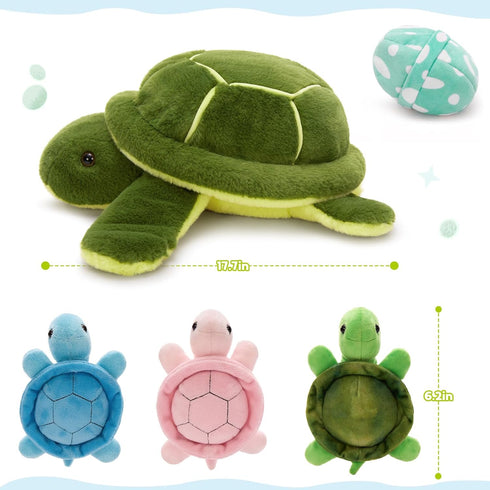 5Pcs 17.5 Inch Set, MorisMos Turtle Stuffed Animals with Babies Inside, Cute Stuffed Turtle Plush Toys Realistic Sea
