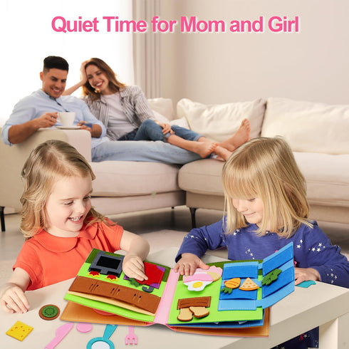 2 3 4 5 6 BizyKoady Montessori Felt Busy Book Toddlers Quiet Book Preschool Early Learning Educational Travel Toys