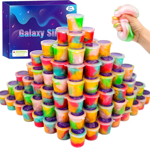 68 Pack Galaxy Slime Kit, Mini Bulk Easter Slime Party Favors, Valentines