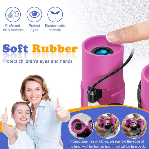 Obuby Real Binoculars for Kids - Gifts for 3-12 Years, 8x21 High-Resolution Optics Compact Toy Binocular for Bird