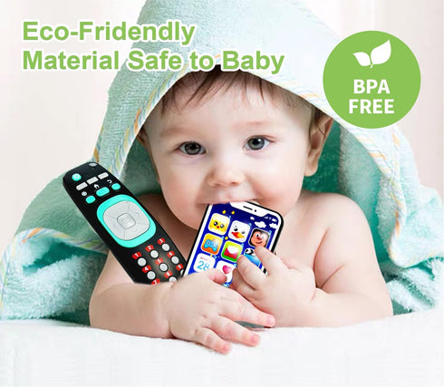 Baby Remote Control Toy and Smartphone Bundle, Pretend Playset for Toddlers, Musical Toys with Light and Sound for Kids