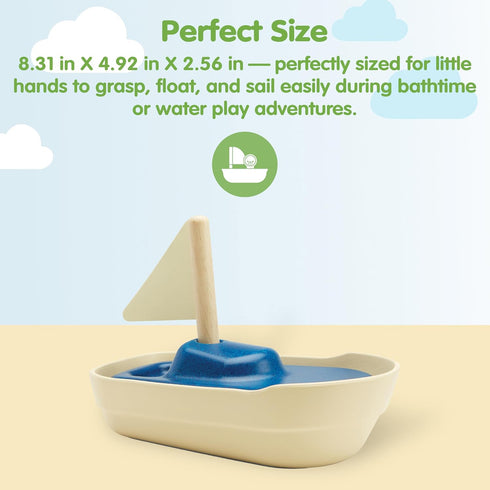 Sailboat PlanToys Wooden Bath Toy | Eco-Friendly Floating Boat for Kids | Promotes Fine Motor Skills & Imaginative Play