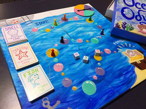 Set Create Your Own Board Game DIY Kit with Blank Game Board, Game Pieces, Blank Cards, Dice, Spinner Build Your Own