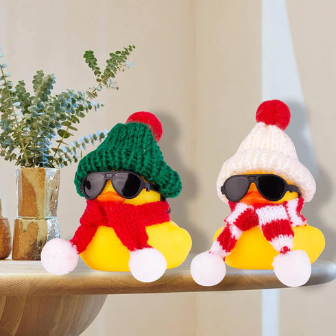 Christmas Rubber Ducks Toys, Yellow Duck Car Ornaments for Dashboard Decorations