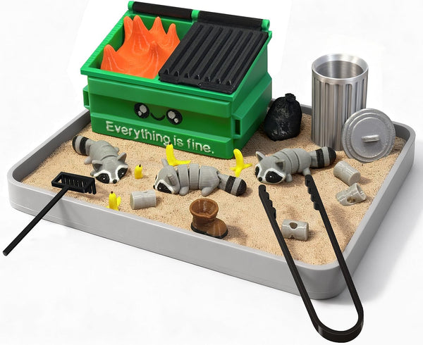 Estairkas Dumpster Fire Zen Garden for Desk Decor, Funny Desk Accessories Zen Garden