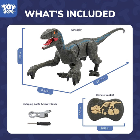 3-5 4-7 8-12, STEAM Life Remote Control Dinosaur Toys for Kids Large Rechargeable Velociraptor RC Dino with Walking