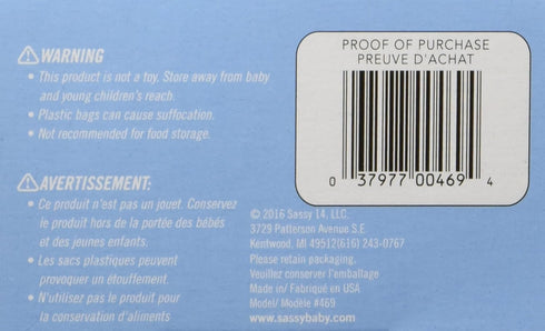 200 Count, Packaging Sassy Baby Disposable Diaper Sacks, may vary
