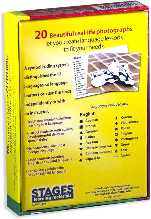 Stages Learning Materials Lang-O-Learn ESL Clothing Vocabulary Flashcards for English, Spanish, + More