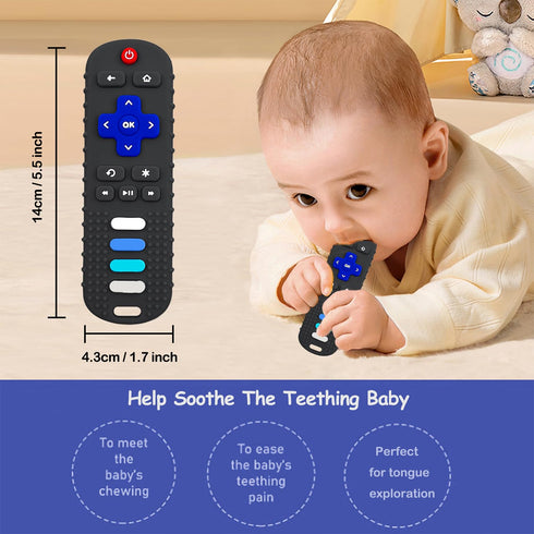 2 Pack Baby Teething Toys, Food Grade Silicone Teethers for 18+ Months, Remote Shape and Grip Teether Toys