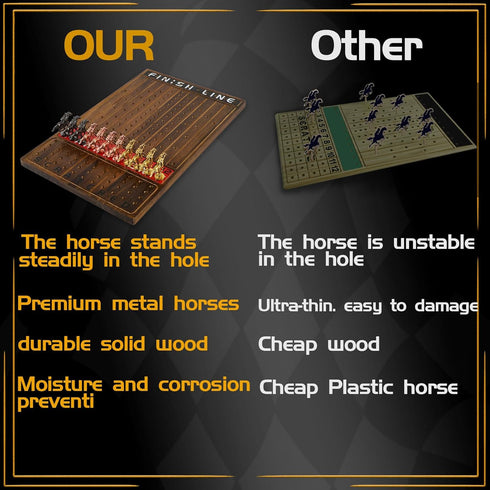 11 2 2 Jyquorp Horse Race Board Game Racing Game Thickened Solid Wood with Luxurious Durable Classic Metal Horses