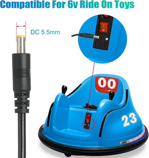 6V Battery Charger for Kids Ride On Toys Car, Charger for Best Choice Products Kidzone Bumper Car Kid Trax Toddler Quad
