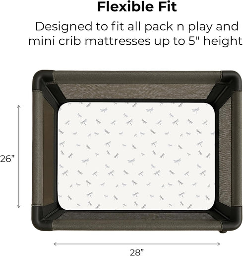 Pack 2 Pack Set Pack 100% 38x24x5 Ely's & Co. and Play Sheets, for Mini/Portable Crib, Fitted Playpen Play Yard Sheet