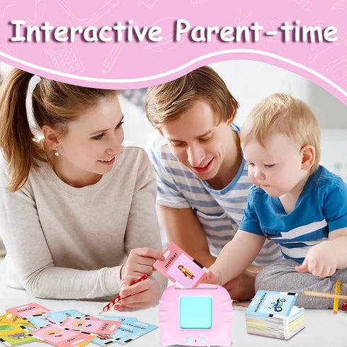 Talking Flash Cards for Toddlers - Montessori Educational Toys - Learning Flashcards Age 2 3 4 5 6 - Pink