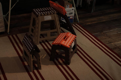 AZUMAYA Folding Step Stool, 15.4" Height, Brown and Orange, Model FKF-622OR