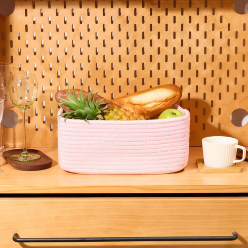 Closet 13x8.5x5.1 3 Packs MiniArk Small Storage Baskets for Organizing | Organizer Bins | Shelf Toy Basket | Woven Rope
