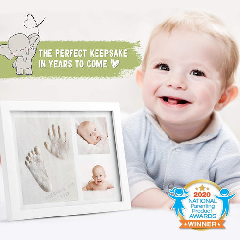 Set Baby Handprint Footprint Keepsake Kit and Organic Burp Cloth Bundle
