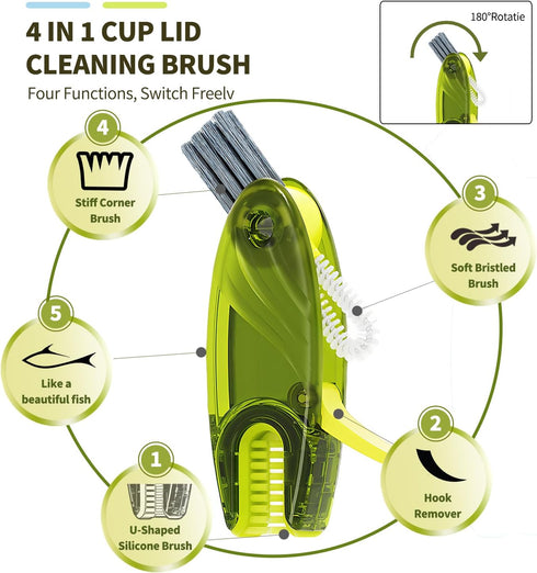 UFVIZ 3 1 Set, 2PCS in Cup Lid Gap Cleaning Brush Multifunctional Bottle Cleaning Brush for Bottle Gaps Bottle Cleaner