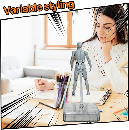 Action Figures Body-Kun DX & Body-Chan DX PVC Figure Model Drawing for S H Figuarts (Gray, Male)