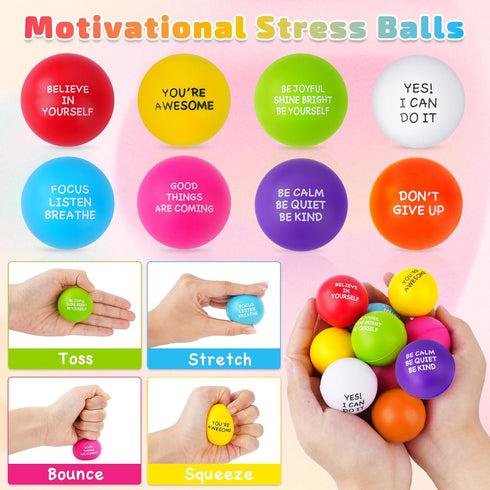8PCS SHQDD Stress Balls for Adults, Foam Stress Relief Toys for Kids & Adults, Bulk Squeeze Balls for Office Relief