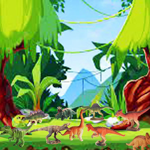 RUSON 12 Pcs Mini Dinosaur Animals Figures Toys, Realistic Dinosaur Playset Figurines, Cake Topper Toy Set