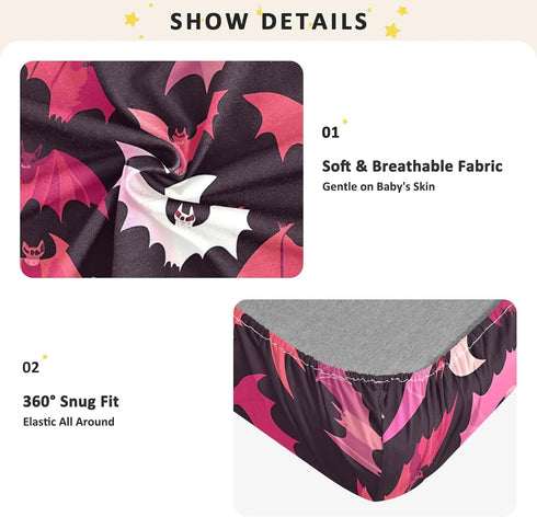 Bseiialft 52 28 Halloween Flying Bats Crib Sheets for Boys Girls Soft and Breathable Cotton Baby Sheets for Standard
