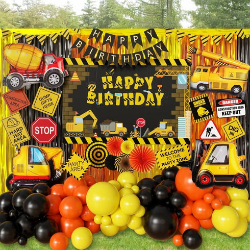 FIGEPO Set Construction Birthday Party Supplies Dump Truck Party Decorations Kits arch kit Garland for Boy Construction