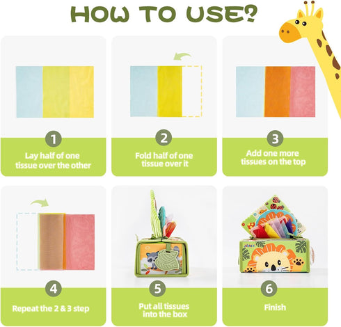 6-12 1 Tummy Jollybaby High Contrast Baby Tissue Box Toy for Baby Months, Montessori Sensory Learning Toys for Year Old