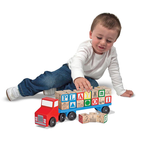 Melissa & Doug Educational Toy Wooden Truck Alphabet Blocks