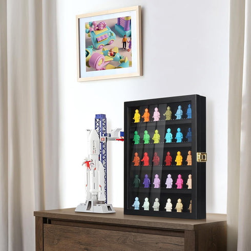 11 13.4 inches TJ.MOREE Minifigure Display Case for Collectibles, Mini Figure Display Case Wall Mount, x Black