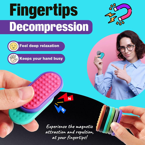 6-Pieces Magnetic Fidget Toys for Adults & Kids -Textured Sensory Toys for Autism Children Stress - Quiet Stress