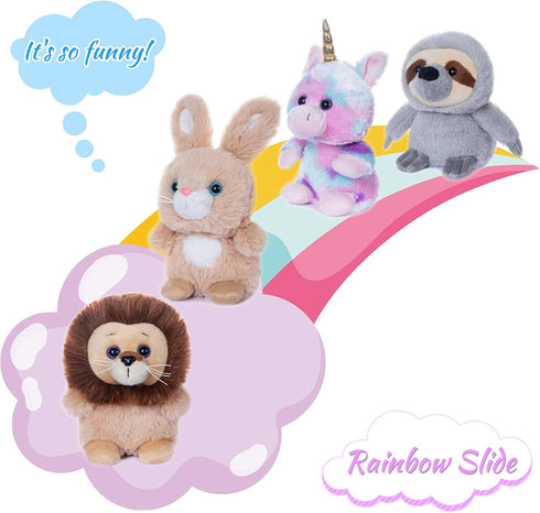 My OLi 5" Plush Toys Set, Bundle of 4 Fairy Tale Animal Toys, Unicorn, Lion, Rabbit, Sloth for Kids