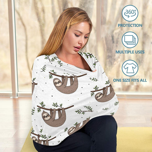 SUABO Nursing Cover Breastfeeding Scarf, Cute Doodle Sloth Car Seat Covers for Babies Infant, Stroller Cover, Carseat